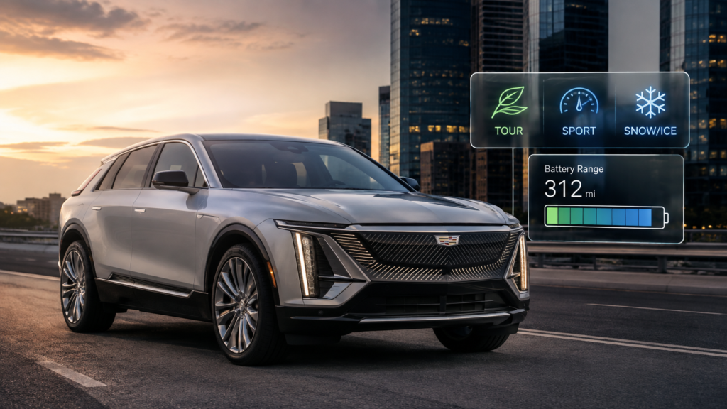 do the driving modes in cadillac lyriq offer different ranges or battery usages?