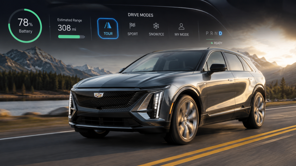 do the driving modes in cadillac lyriq offer different ranges or battery usages?